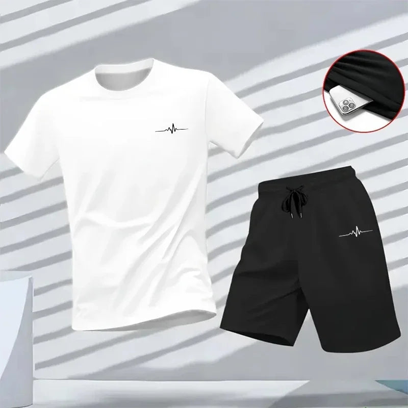 Daily Men's Tracksuit 2026 Two-piece Set Versatile Shorts-sleeved T-shirt and Sport Short Casual Quality Summer Outdoors Jogging