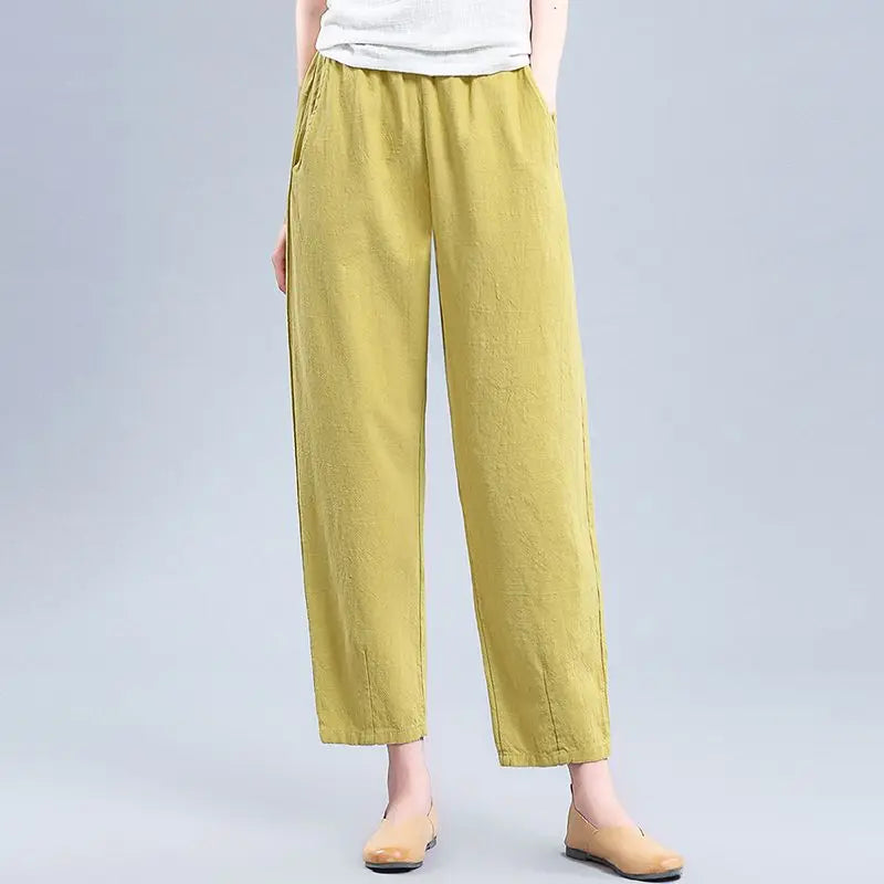 Pants For Women Loose Baggy Trends 2025 All Medium New In Outfits One Size High Quality Casual Xxl G Woman Trousers Cotton Linen