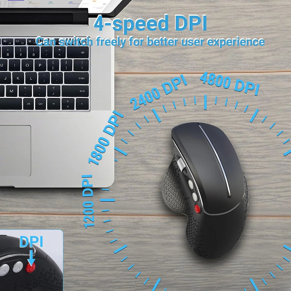 Wireless Ergonomic Vertical Mouse USB Wireless Mouse Side Roller Slient Click Mouse for Computer Laptop