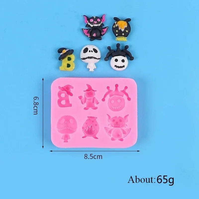 Non-Stick Halloween Silicone Baking Molds | DIY Candy Chocolate Fondant Maker | Ghost Pumpkin Bat Skull Witch Hat Shapes