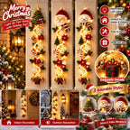 Glowing Christmas Door Hanger LED Handmade Crochet Santa Xmas Tree Bell Ornament Home Wall Front Door Navidad New Year Ornaments