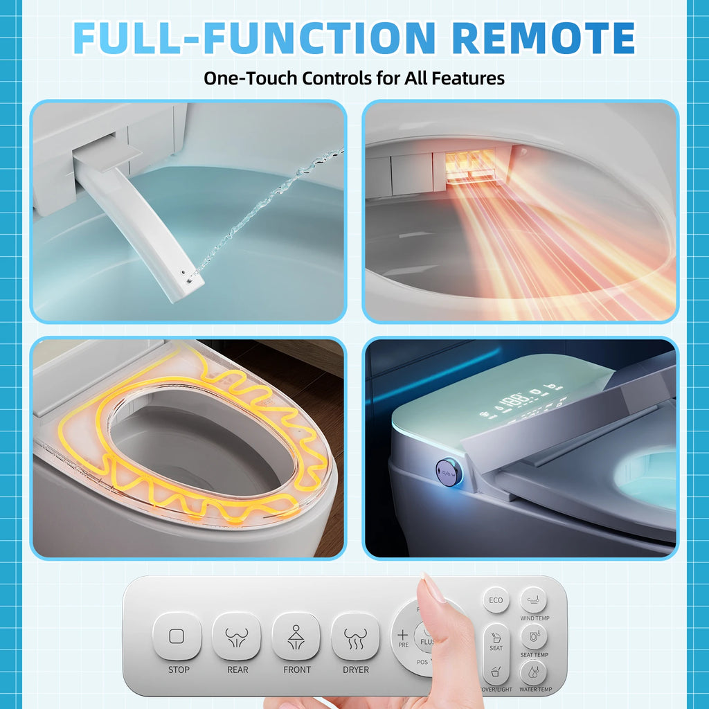 New Japanese Style Smart Toilet with Bidet for Home For Modern Bathroom Integrated Toilet Warm Wash Cleaning Intelligent Toilets