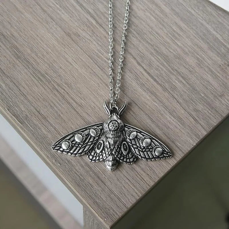 Vintage Moth necklace, Gothic jewelry, witch accessories, Insects, butterfly, Pagan, alternative, Moth Charm, Choker For Women
