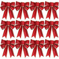 Large Glitter Christmas Bow Ornaments Red Gold Edge Ribbon Bow for Xmas Tree Wreath Gift Box Holiday Home Wedding Party Decor