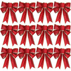 Large Glitter Christmas Bow Ornaments Red Gold Edge Ribbon Bow for Xmas Tree Wreath Gift Box Holiday Home Wedding Party Decor