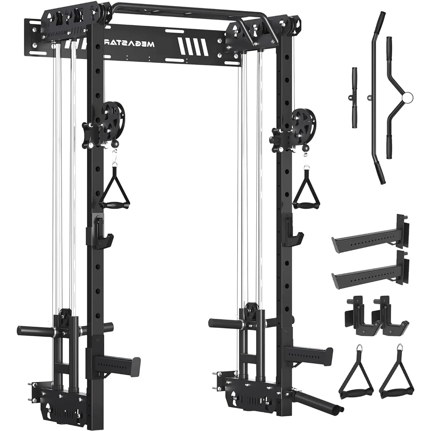 Wall Mounted Power Cage Squat Rack 2000LB Capacity Dual Crossover System 16 Attachments Home Gym, Custom
