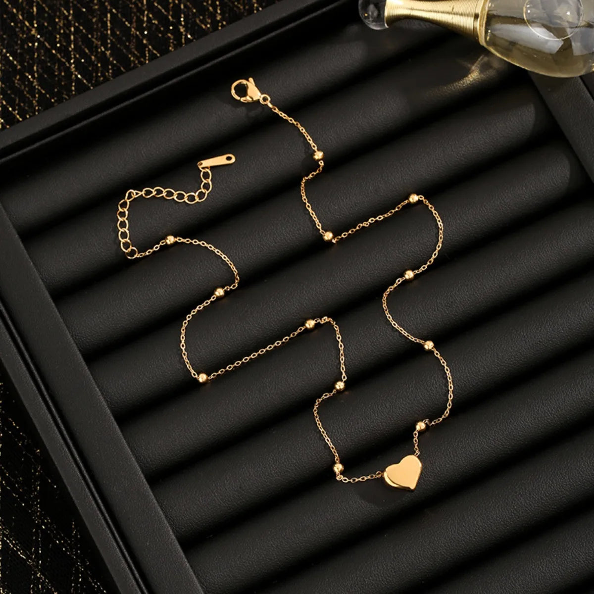 Fashion Heart Bracelet Necklace Set for Women, Stainless Steel Gold Color Hypoallergenic Daily Jewelry Set Gifts 2pcs Set