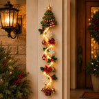 Glowing Christmas Door Hanger LED Handmade Crochet Santa Xmas Tree Bell Ornament Home Wall Front Door Navidad New Year Ornaments