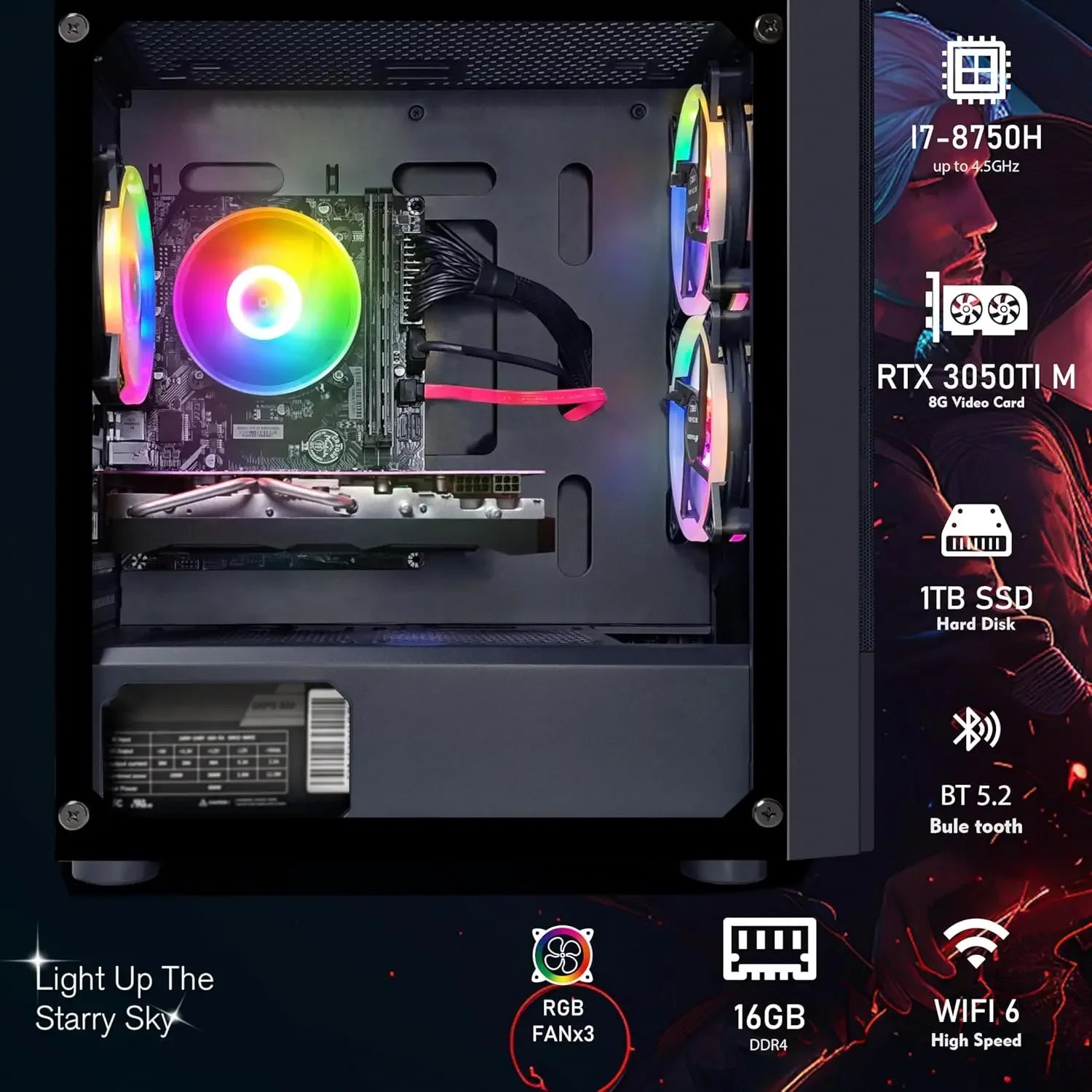 POPULAR Gaming PC Desktop, Intel 10th Gen G5905 3.5G, Radeon RX 580 16G, 16G DDR4, 1TB SSD, WiFi, BT 5.0,Factory Direct Sales