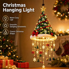 Christmas Santa Hat Hanging Light LED Lamp With Star Tassel Pendants Winter New Year Party Home Wall Ceiling Decor Ornament