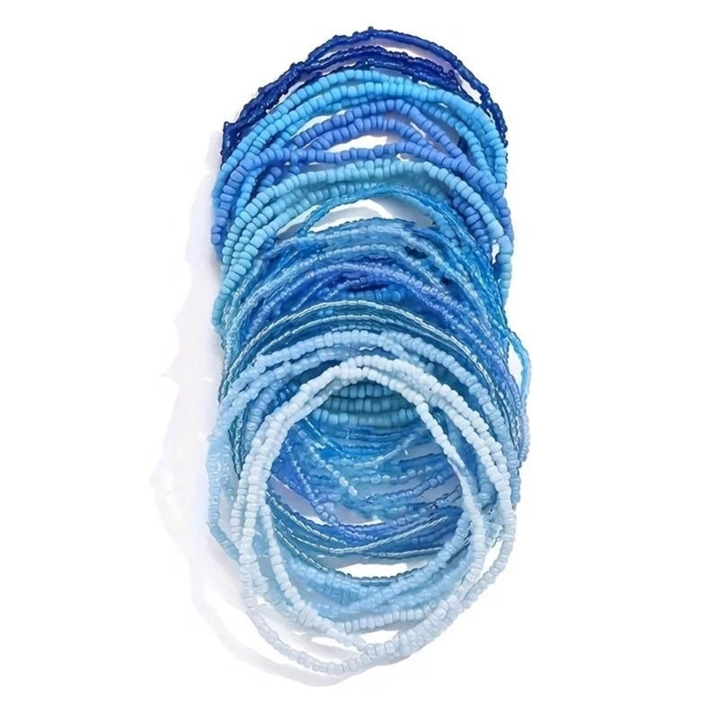 31BB Fashionable Glass Bead Bracelet Set 30pcs Colorful Bracelets for Women Foot and Hand Chain Great for Travel and Vacation