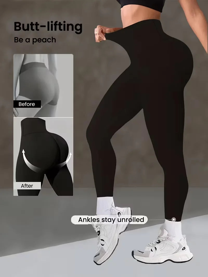Women's High Waist Yoga Pants, Butt Lifting Wide Waistband Leggings, Adjustable Butt Lift Workout Trousers for Running Gym Fitne