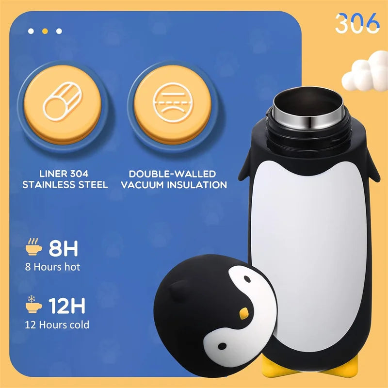 Penguin Stainless Steel Vacuum Insulated Tumblers Travel Mug Tea Water Bottle Coffee Vacuum Flask For Child Kids Student Gift
