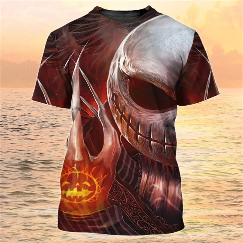 Happy Halloween Pumpkin T-shirt 3D Printed Colorful Round Neck T Shirts Men Kids Short Sleeve Tops Oversized Street Tee Shirt