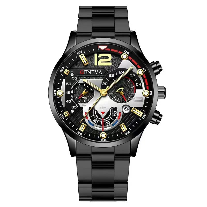 NEWFashion Mens Stainless Steel Watches Luxury Quartz Wristwatch Calendar Luminous Clock Men Business Casual Watch Reloj Hombre