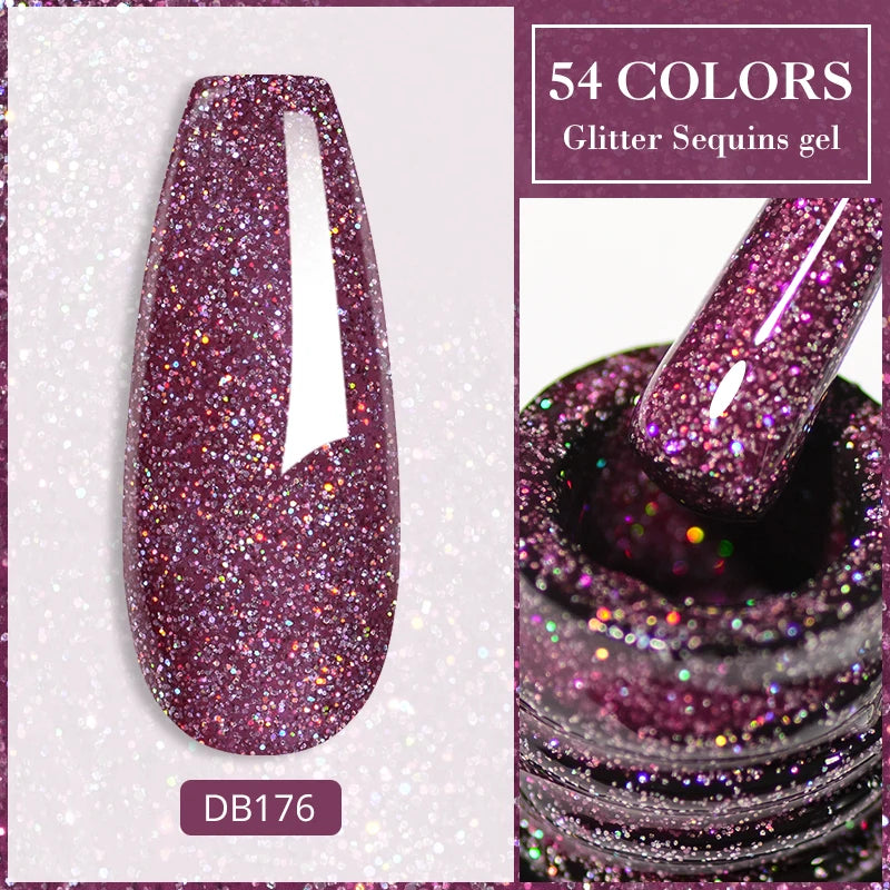 Mtssii 7ML Colorful Reflective Gel Nail Polish Glitter Sparkling Flash Glitter Gel Polish Semi Permanent Varnish Soak Off Nails