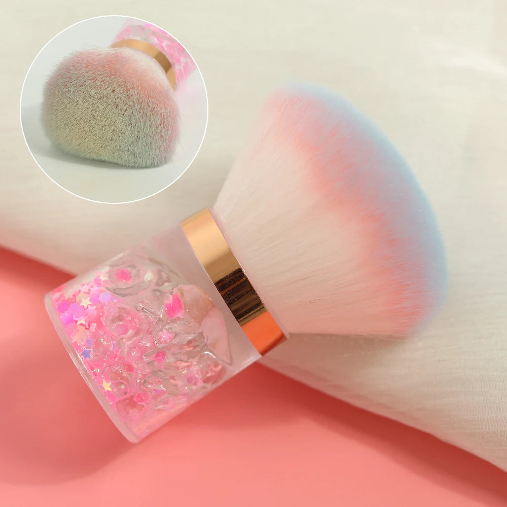 Nail Art Dust Brush for Nails Plastic Handle Powder Remove Soft Cleaning Nail Brush For Manicure Gel Nail Accessories Tool