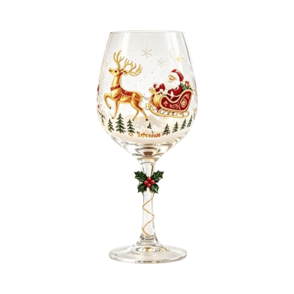 Christmas Gifts Santa Claus Christmas Wine Glass Snowman Transparent Clear Stemmed Cup Funny 3D Creative Tall Glass Table Decor