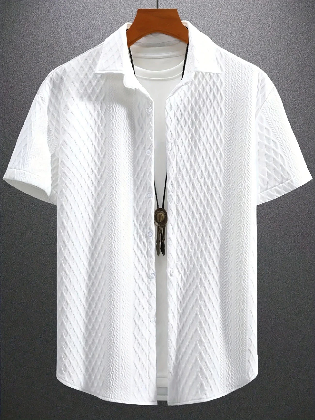 2025 new men's shirt men's jacquard shirt fashion fashion two seasons wear conch series