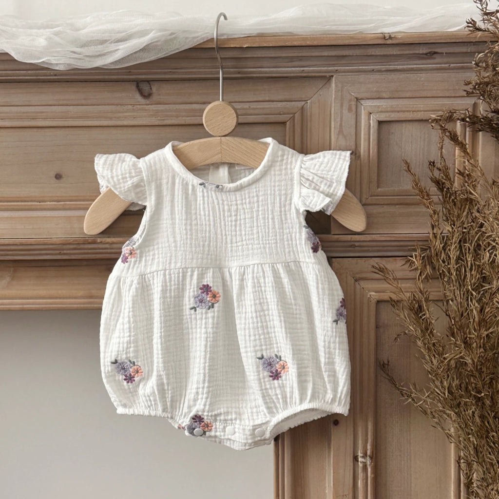 Baby Girl Clothing New Summer Newborn Baby Girl Romper Embroidered Flowers Cotton Toddler Baby Girls Jumpsuit 1-18M
