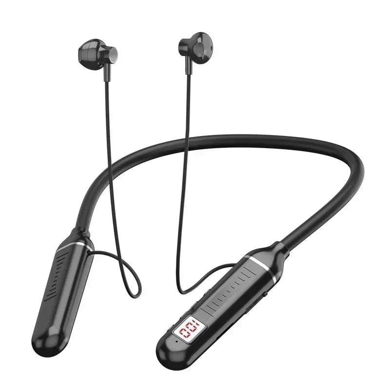 New Wireless Earphones Bluetooth 5.3 Neckband Headphones Gaming LED Display HIFI Headset Sports TWS Earbuds With Mic TF Card