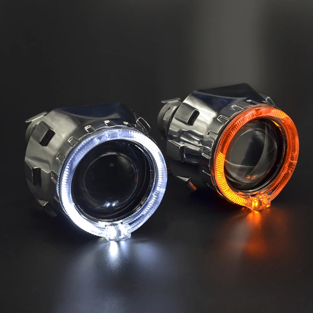 2.5 Inch 8.0 Bi Xenon Projector Lens With DRL LED Angel Eyes Shrouds Car Assembly Kit For Car Headlight H1 H4 H7 Model