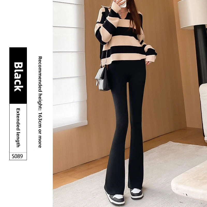 Shark Flared Pants for Women High Waist Skinny Black Casual Spring Autumn 2025 Dance Yoga Micro-Pull