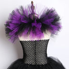 Halloween Evil Queen Costume for Kids Carnival Party Dress Up Outfit Purple Black Witch Costume for Girls Fancy Tulle Tutu Dress