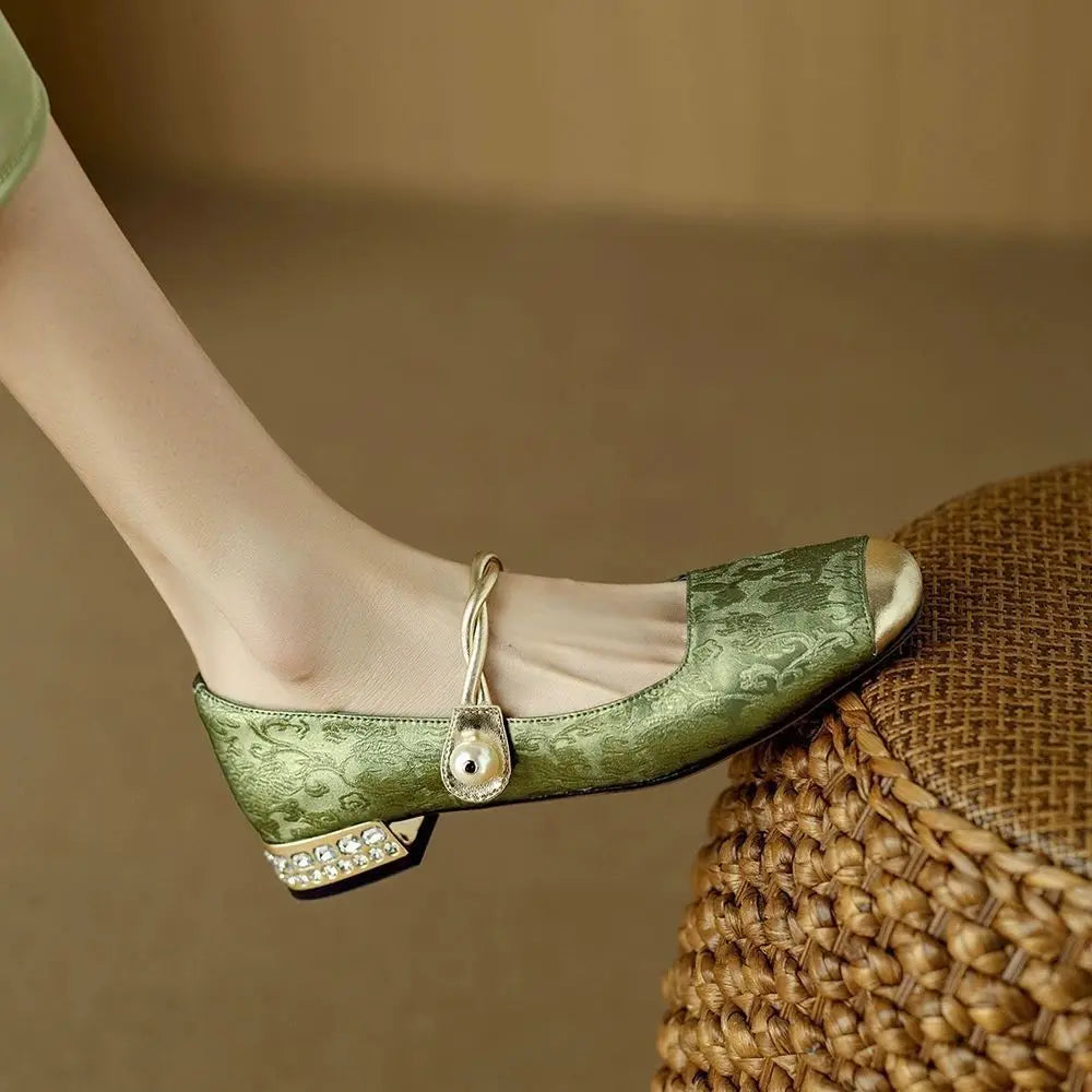 Shoes for Woman 2025 Flats Formal Women's Summer Footwear Low Heel Elegant Moccasins Flat Pointed Toe Non Slip on Promotion E 39