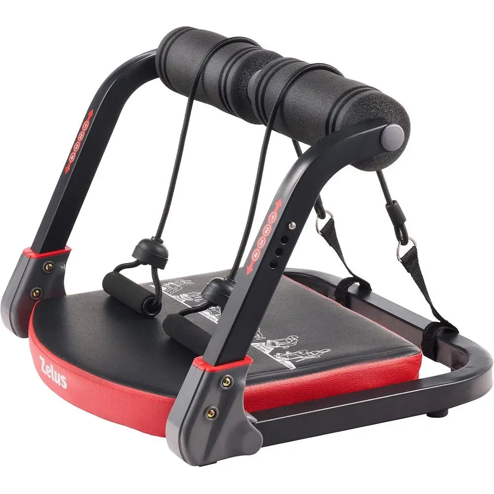 2-in-1 Ab Machine with Resistance Bands, 4 Intensities Rebound Assist,Core Training Fitness Equipment for Home Full Body Workout