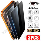 3Pcs Privacy Screen Protector For iPhone 17 Pro Max 17 Air 16 16e 15 14  Pro Max Anti-spy Protective Glass For iPhone 17 Pro Max