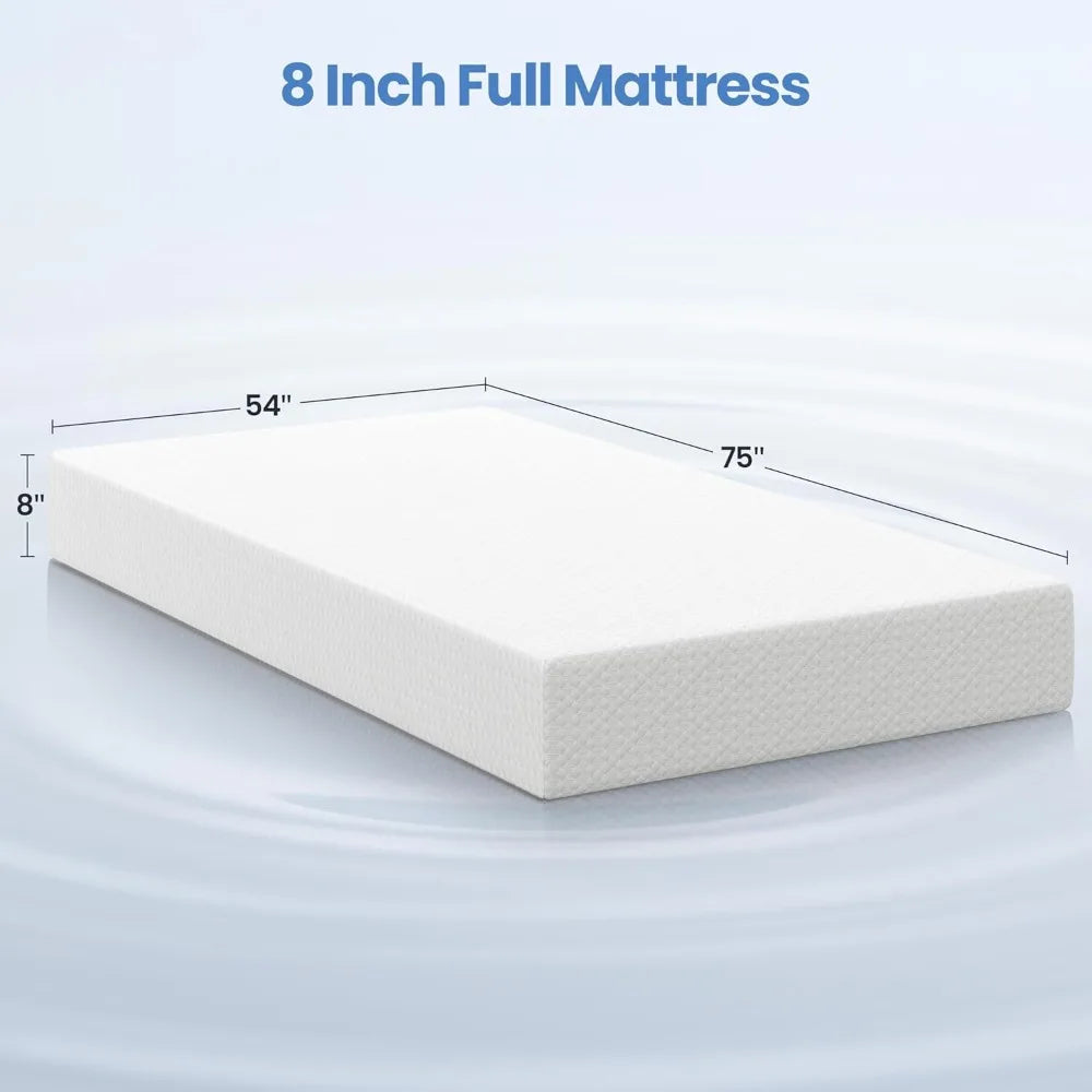 8 Inch Mattress 3 Foam Layer Cooling Gel Memory Foam Mattresses, Green Tea for Fresher Sleep, Medium, Customized