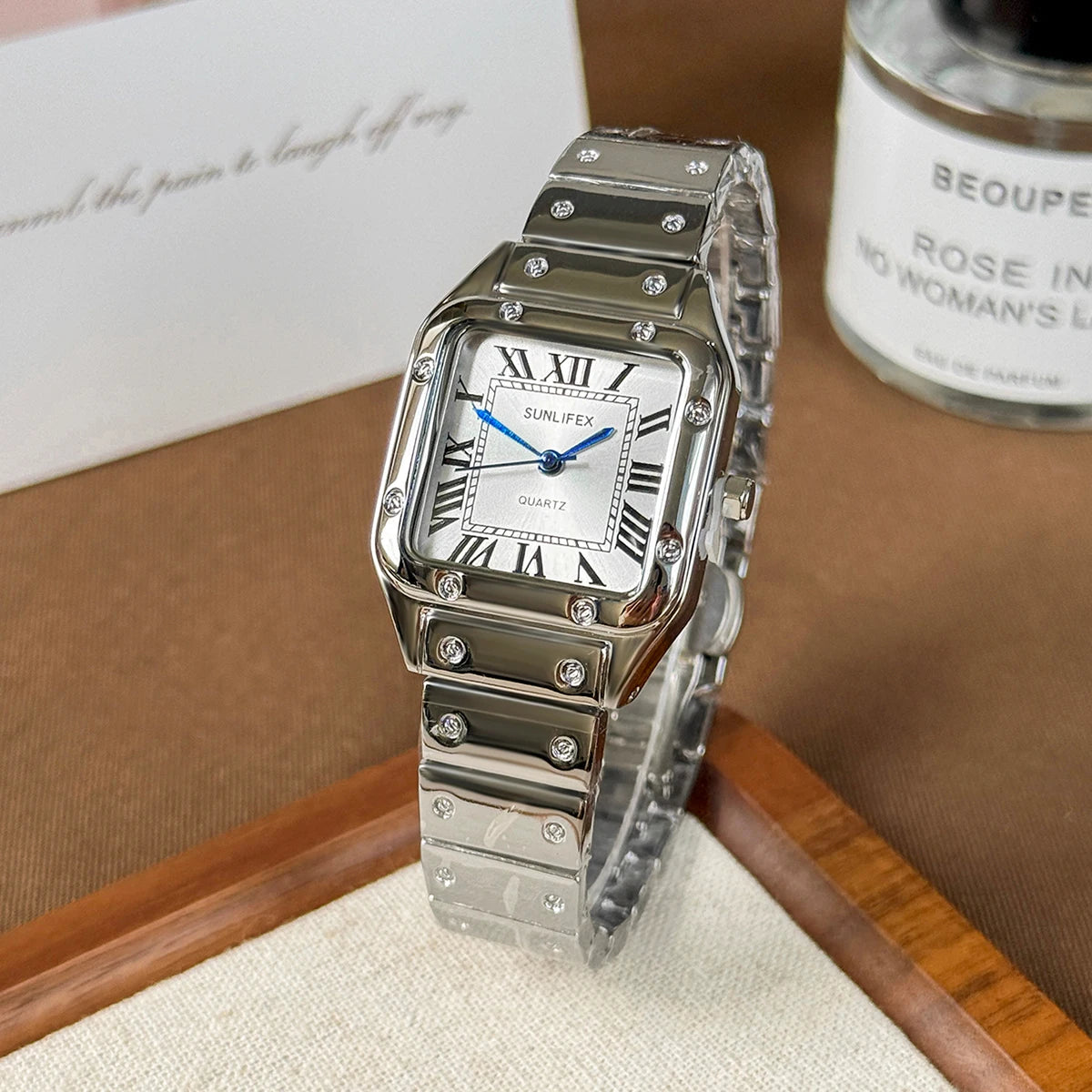 SUNLIFEX New Fashion Square Watch Women Quartz Wristwatch Stainless Steel Strip Female Roman Scale Watches Clock Gift Relogio