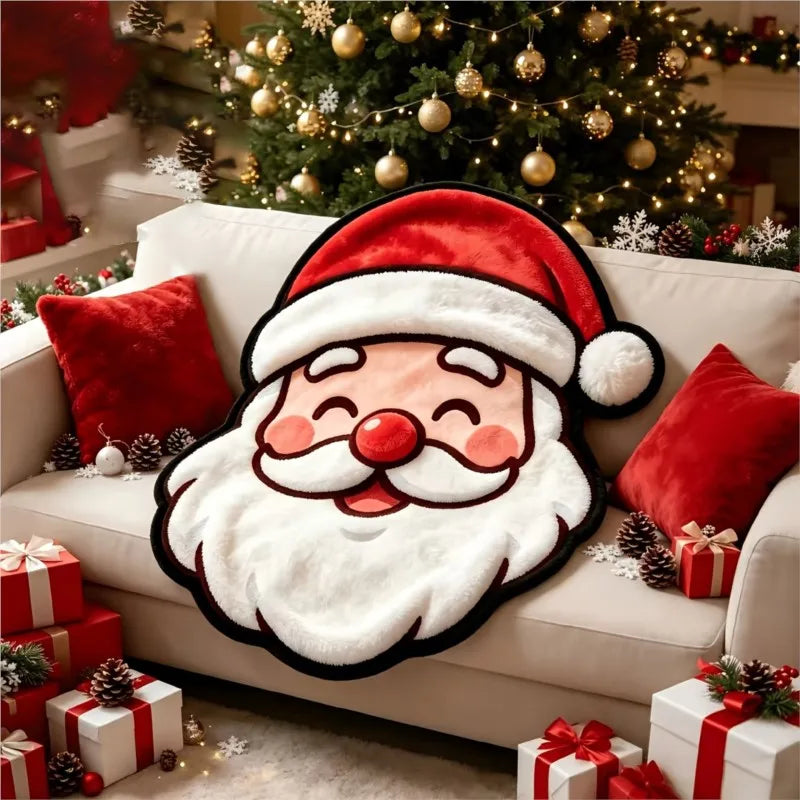 Christmas Santa Claus Flannel Blanket Lovely Soft Warm Plush Throw Blanket Novelty Cartoon Holiday Festival Gift Home Decor