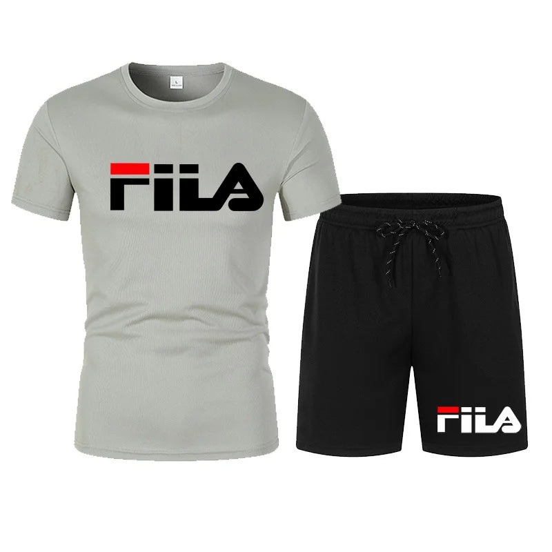 Men's two-piece sportswear breathable quick drying short sleeved T-shirt pants set running fitness 2026 summer big discount