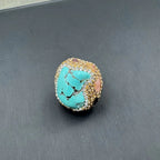 Ethnic style vintage turquoise natural pearl inlaid earrings, rings, bracelets, necklaces, jewelry four-piece set for women