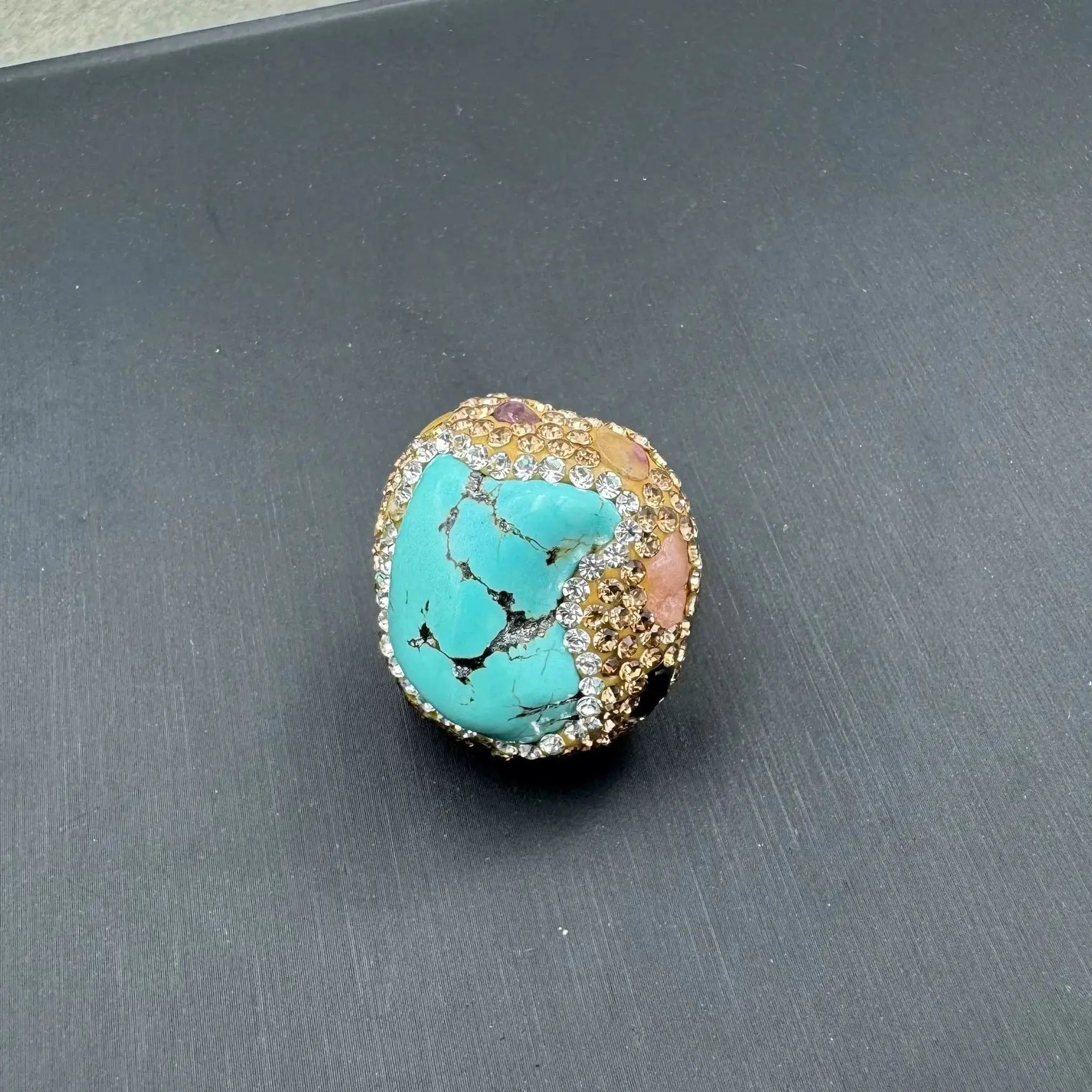 Ethnic style vintage turquoise natural pearl inlaid earrings, rings, bracelets, necklaces, jewelry four-piece set for women
