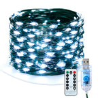 USB Powered LED Green Copper Wire String Lights 8 Modes Fairy Garland Light Holiday Decor Light for Christmas Tree Party Wedding