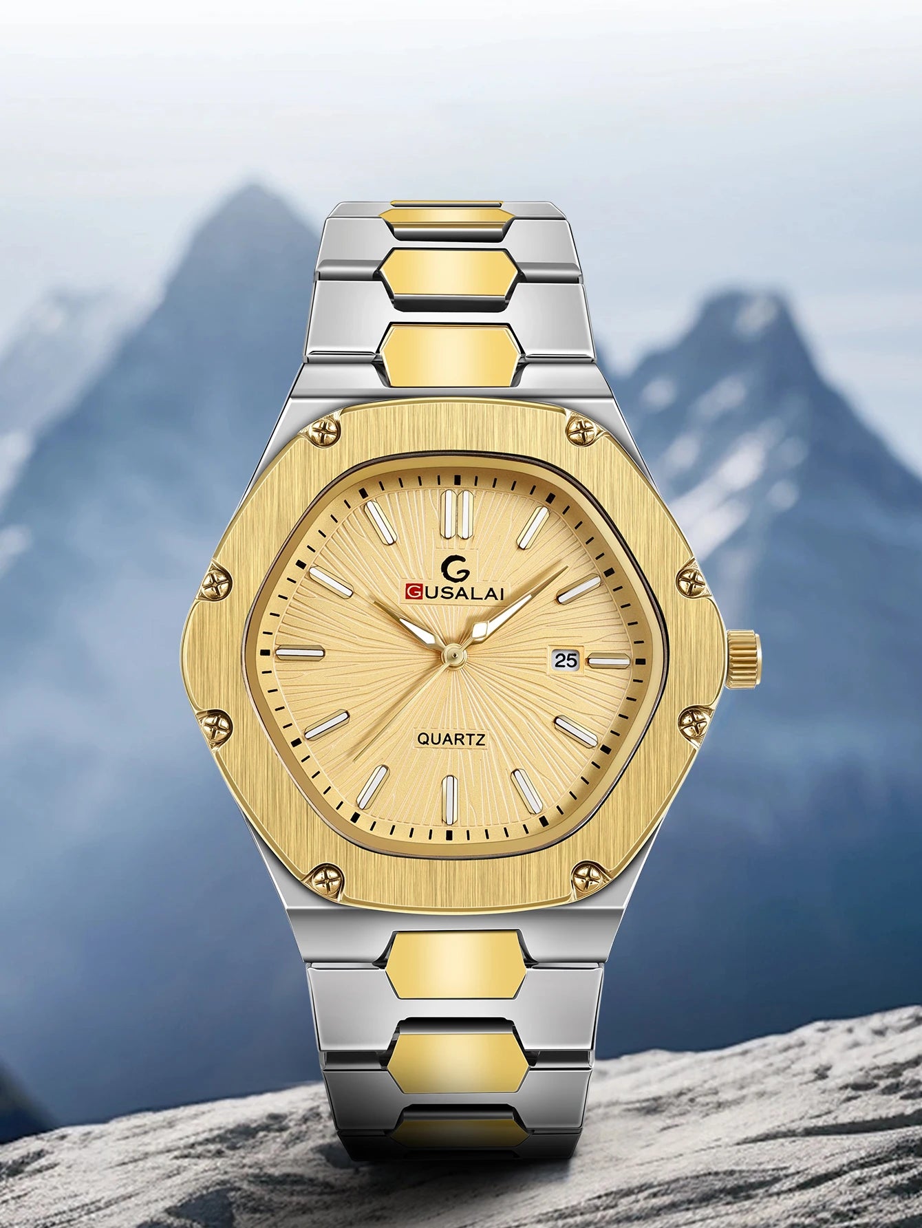Luxury Men's Quartz Watch, Stainless Steel Strap Wristwatch with Date Calendar, Perfect Christmas Gift for Men & Boys