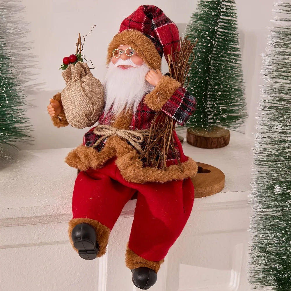 1PC 12IN Collectible Dolls Sitting Santa Claus Decorations Gift for Friends Indoor Decora Atmospheric Christmas Gift Top Choice
