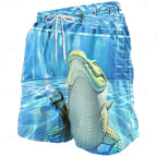 3D Printed Cool Fish Shark Short Pants For Men Parrot Leaf Pattern Swim Trunks Casual Swim Beach Shorts Sports Surf Board Shorts