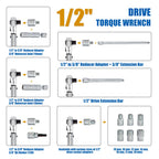 Waxtron 1/2'' Torque wrench 5-45ft.lb Bicycle Professional Torque Wrench Adjustable Set 14PCS For Bike Motorcycle Hand Tools