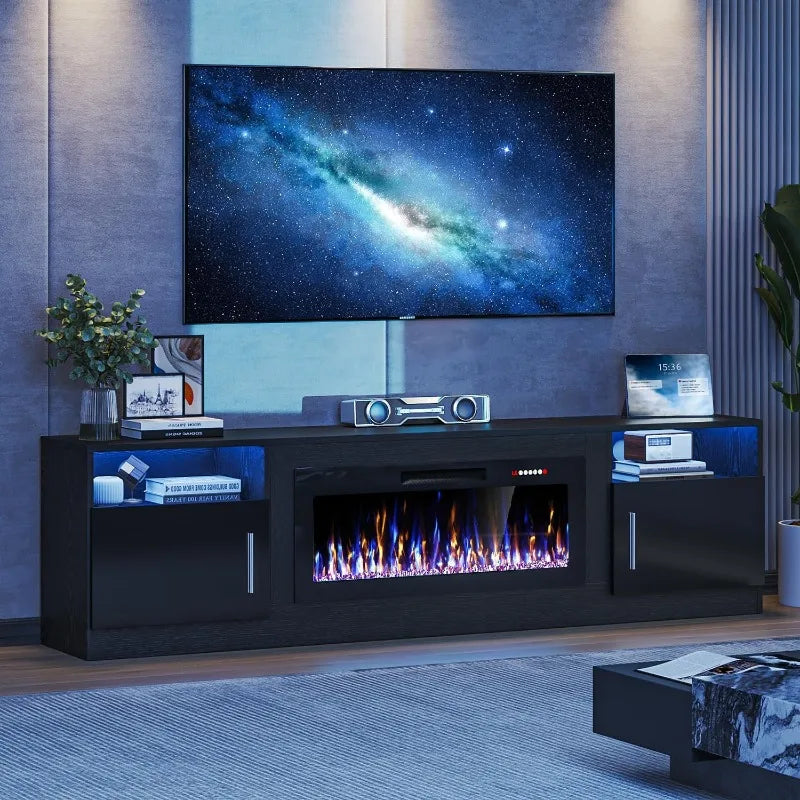VITESSE Fireplace with TV Stand 36" inch Electric Fireplace Up to 80" TVs, LED Light Entertainment Center, 70" Modern Wood High