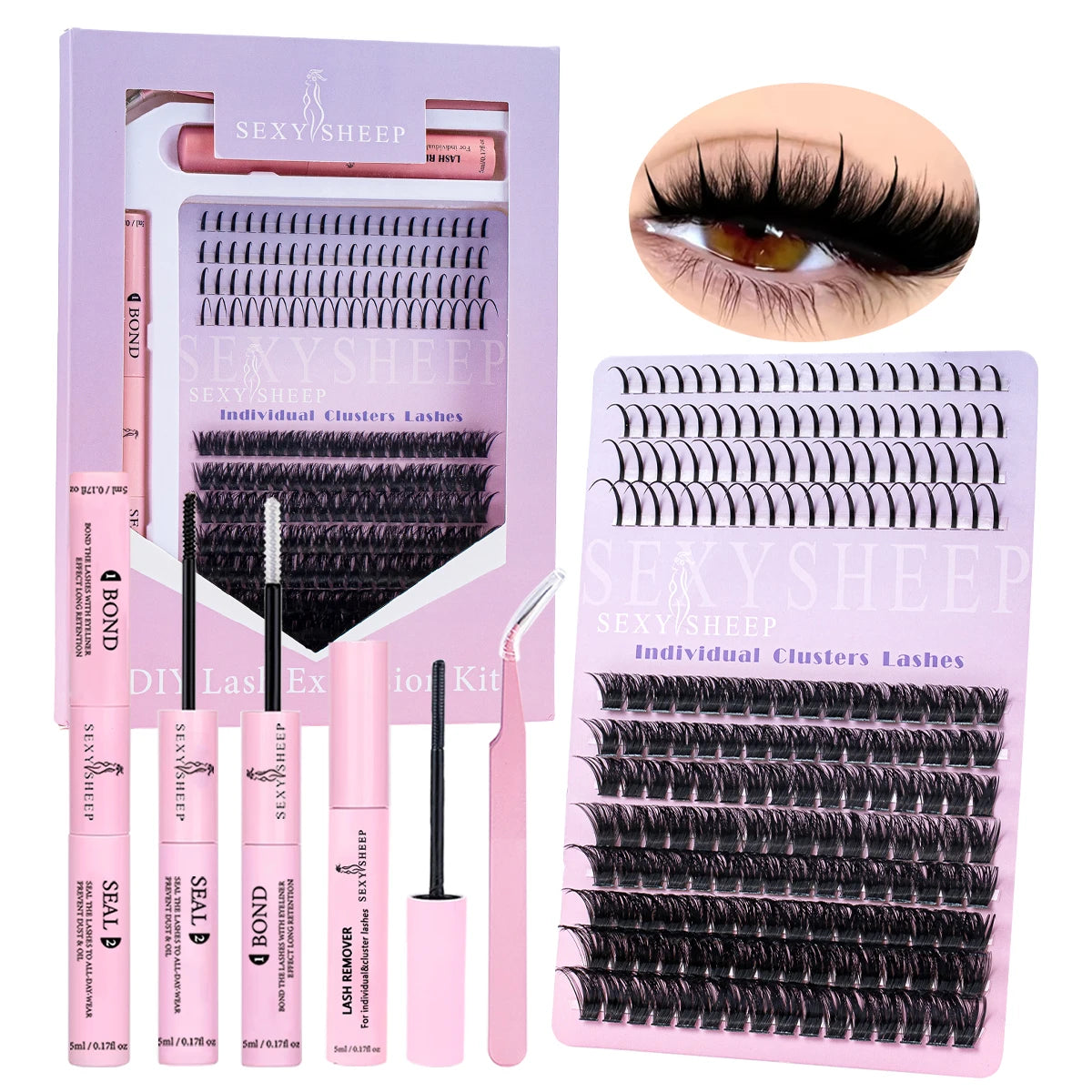 DIY Lash Extension Kit 8-16mm Mix Mink Soft Individual Lashes Cluster Natural Eyelash Extensions With Bond And Seal Makeup