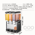 SucceBuy 3 Tanks Commercial Beverage Dispenser 10L/18L Per Tank Juice Dispenser Stainless Steel Ice Tea Drink Machine for Drink