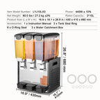 SucceBuy 3 Tanks Commercial Beverage Dispenser 10L/18L Per Tank Juice Dispenser Stainless Steel Ice Tea Drink Machine for Drink