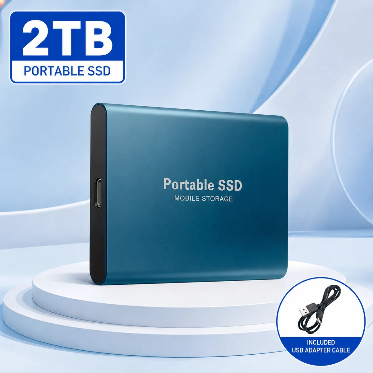1TB External SSD Portable Hard Drive USB 3.0 Type-C Fast Storage Plug Play for Laptop Mac PC Student Daily Use