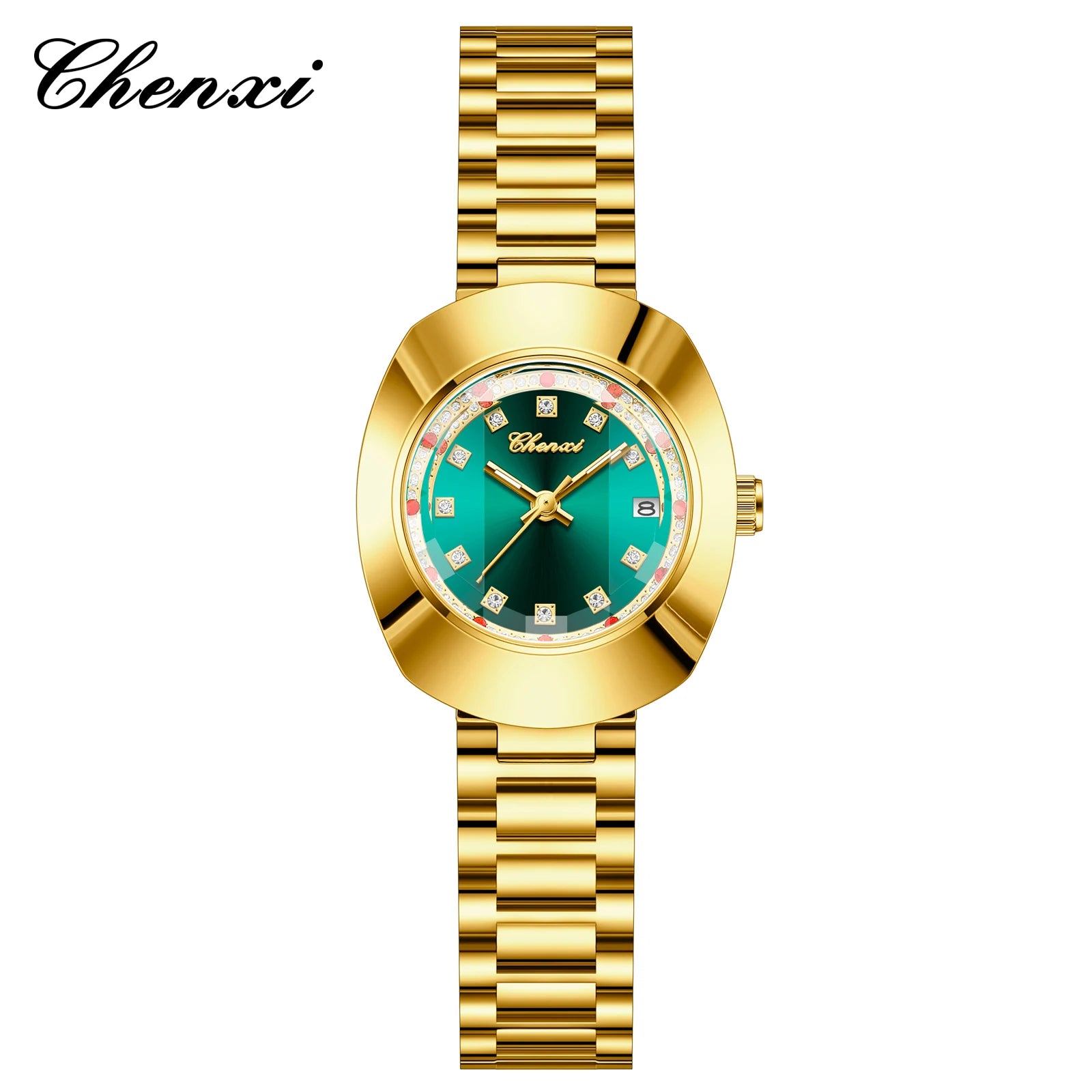 CHENXI Luxury Couple Watch Stainless Steel Band Luminous Business Men Women Quartz Wristwatches Great Valentine Gift for Lover