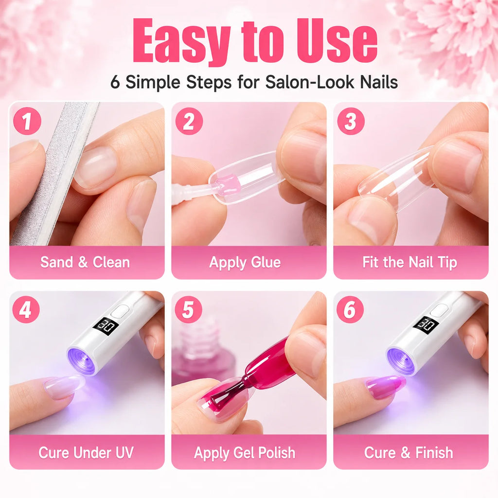 Rechargeable Mini UV LED Nail Lamp with Smart Display Portable Fast-Drying Nail Dryer Stand for Manicure Removable Desk UV Light