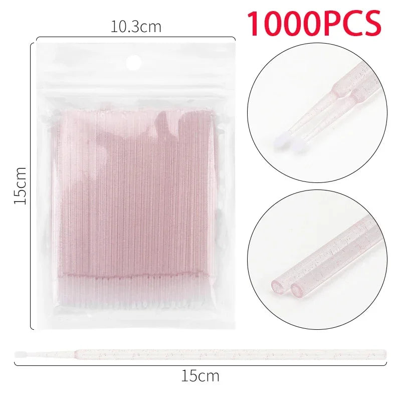 500/1000PCS  Eyelash Brushes Cotton Swab Micro Individual Eyelashes Microbrush Removing Cleaning Lash Extensions Accessori